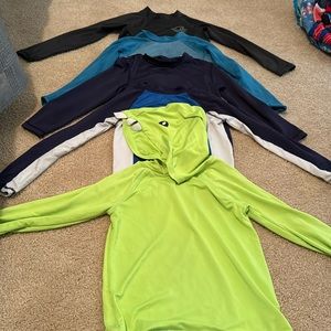 LOT Five long sleeve rash guards mix of Cat & Jack and Art Class XS 4/5